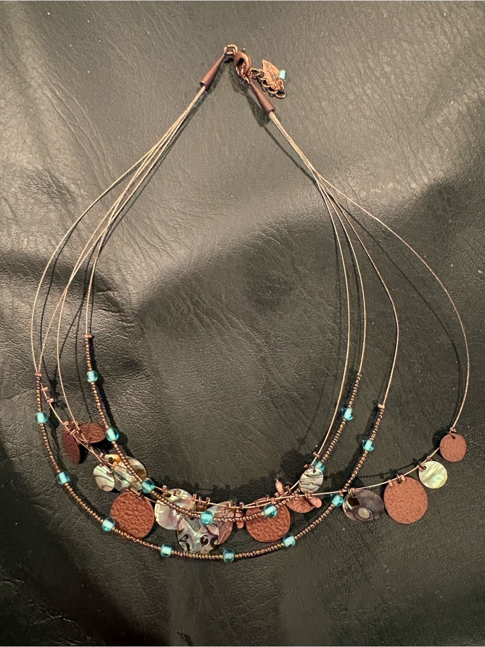 Multi-Strand Turquoise Accent Copper & Shell Necklace - Women